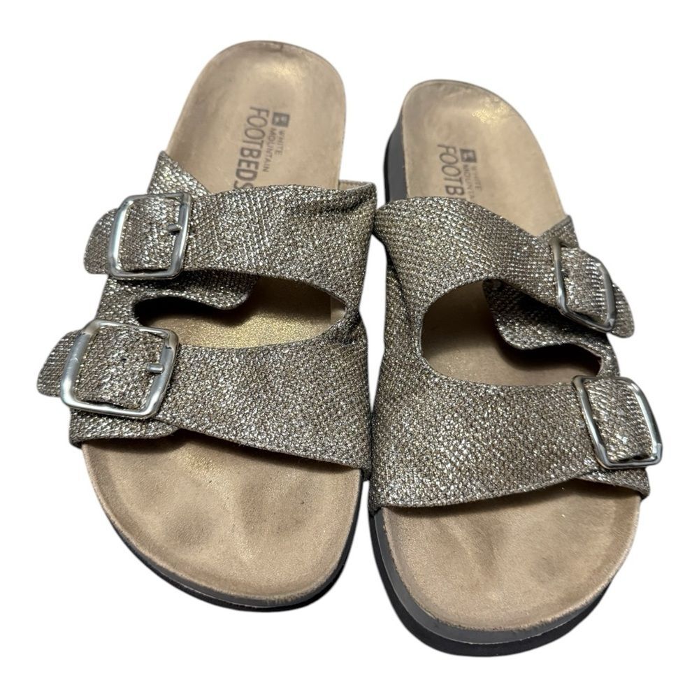 White Mountain Light Gold Hollis Sandal Size 8 M Sparkle Buckle